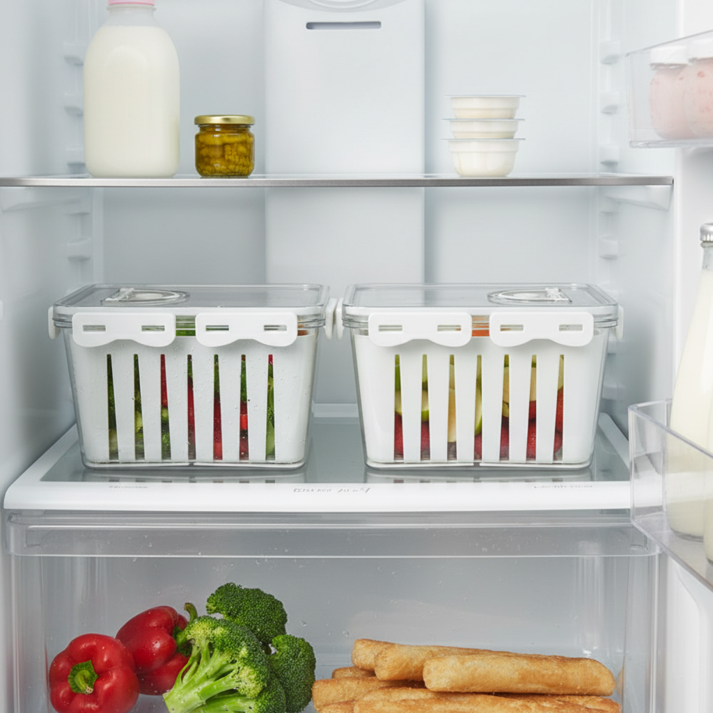 Set de 3 Contenedores para Nevera con Drenaje.