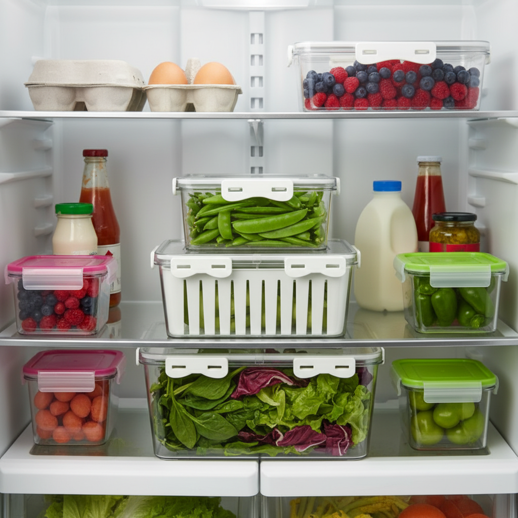 Set de 3 Contenedores para Nevera con Drenaje.