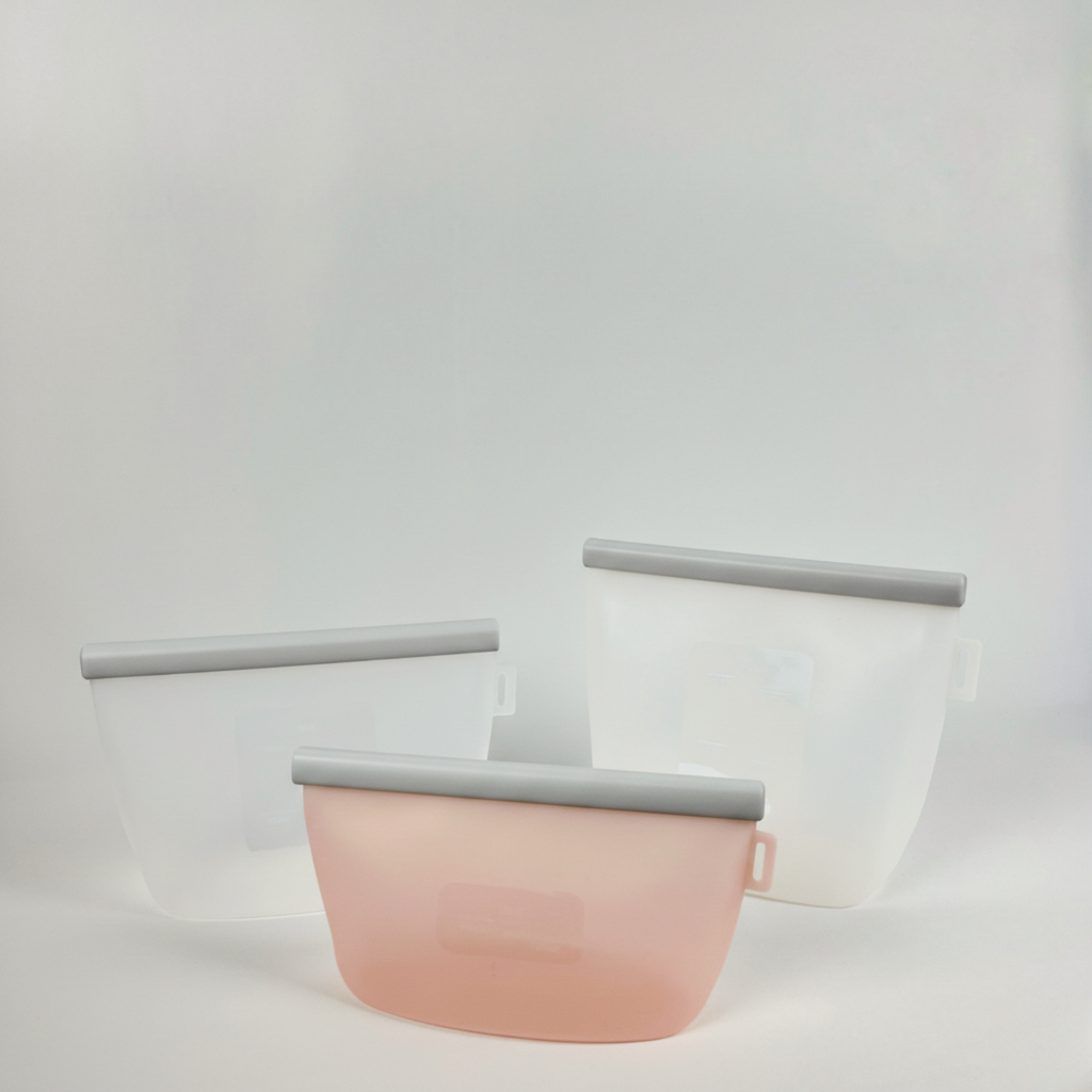 Pack de 3 Bolsas de Silicona Reutilizables para Alimentos.