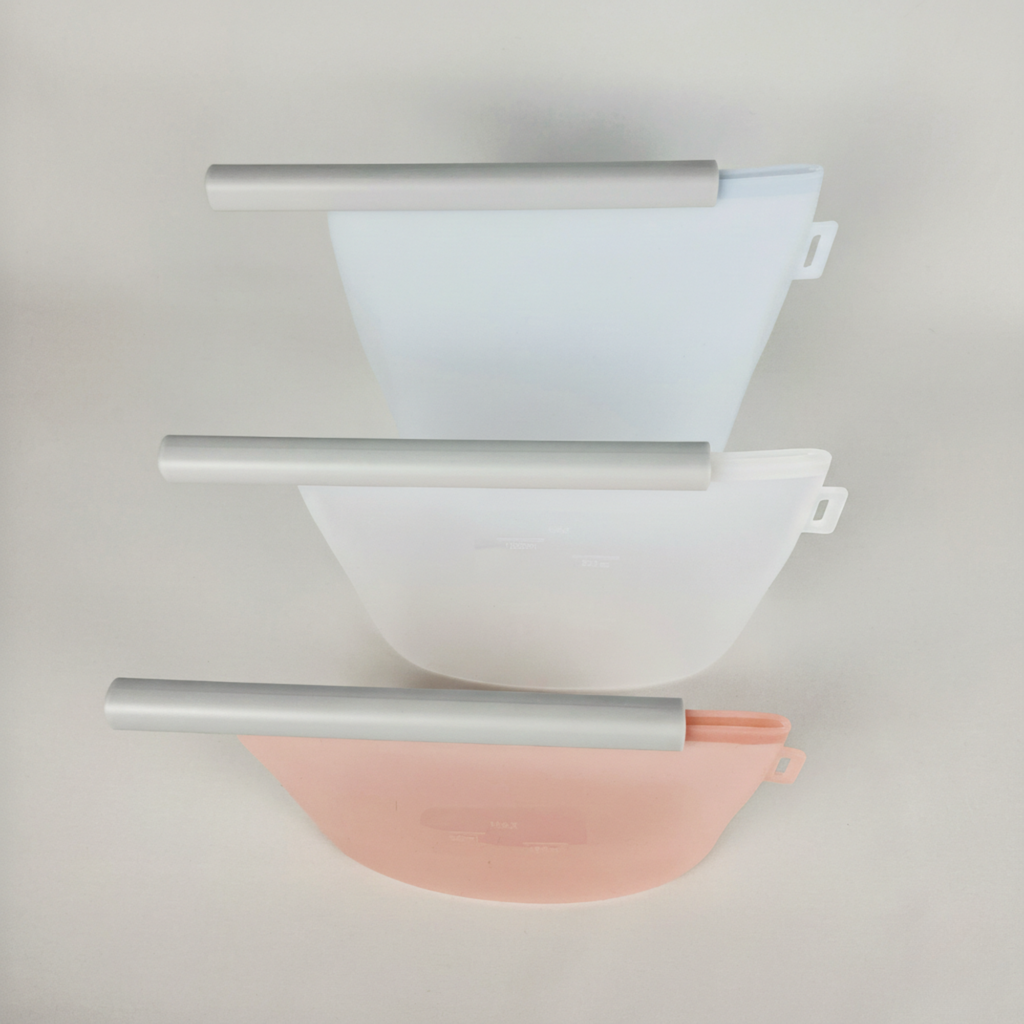 Pack de 3 Bolsas de Silicona Reutilizables para Alimentos.
