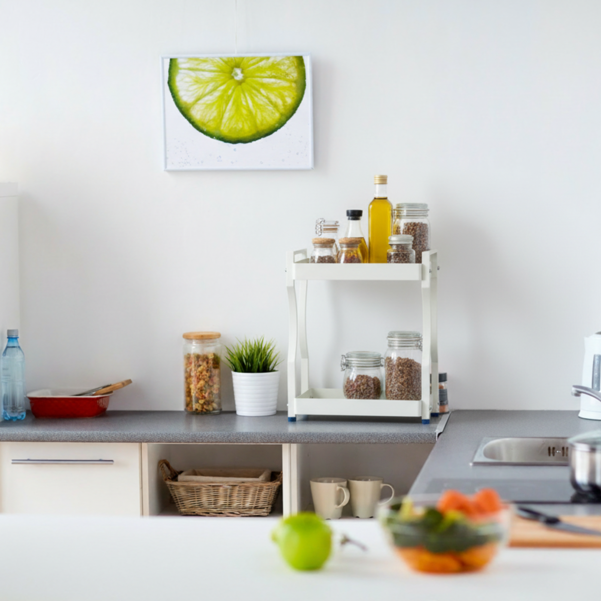 Soporte Vertical para Encimera de 2 Niveles.